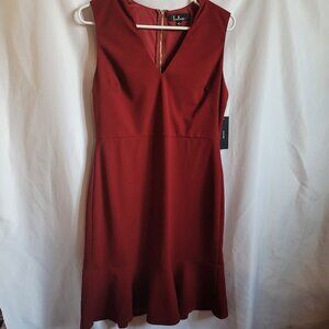Women's Size XL Lulus Dashing Dame Wine Red Sleeveless Flounce Dress NWT